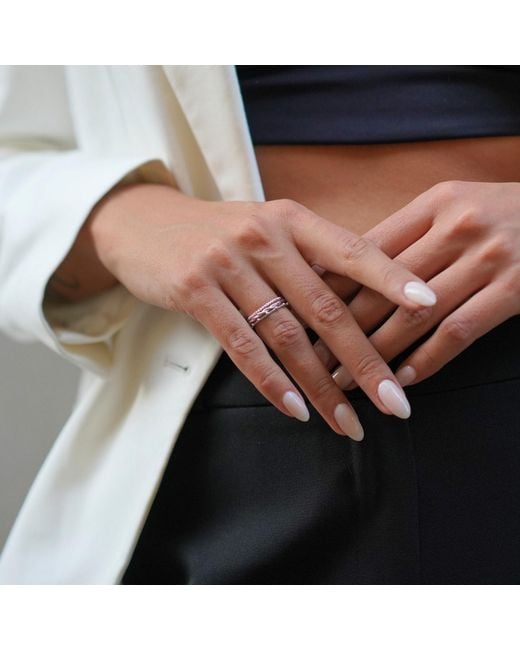 Spero London Metallic Skinny Layering Adjustable Ring Set