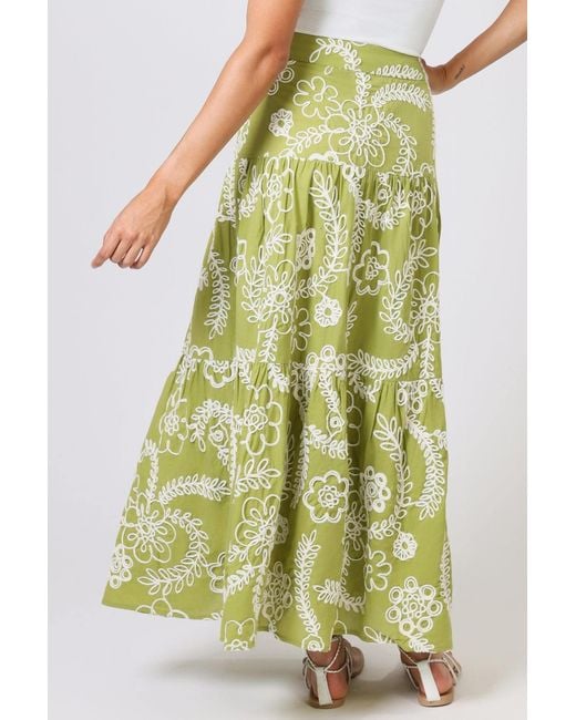 Traffic People Green Sandrine's Smile And Floral Serenity Maxi Skirt