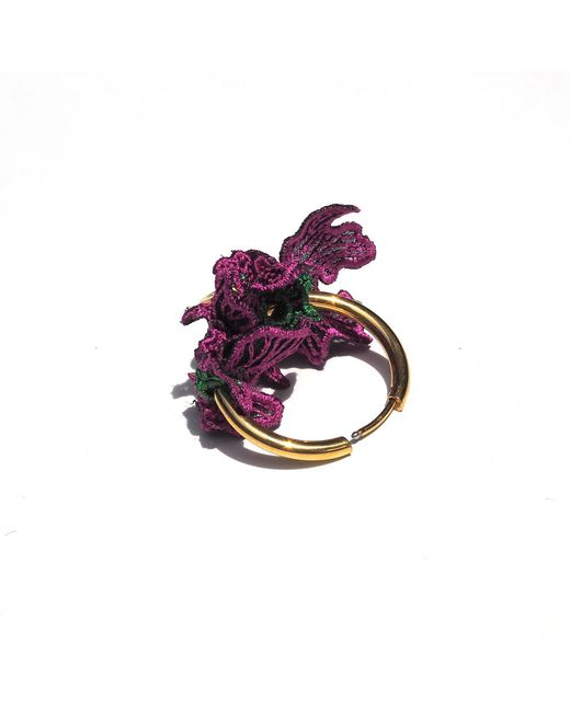 Nana Watanabe Purple Swell Wave-Inspired Embroidered Earrings