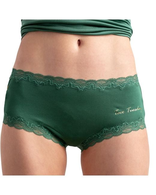 Uwila Warrior Green Soft Silk Days Of The Week Briefs Taco Tuesday- Smoke Pine