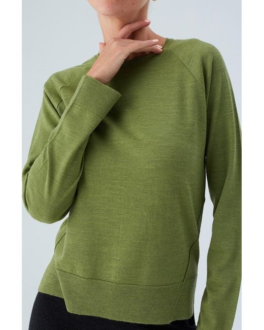Peraluna Green Vanessa Slit Detailed Asymmetric Fine Pullover