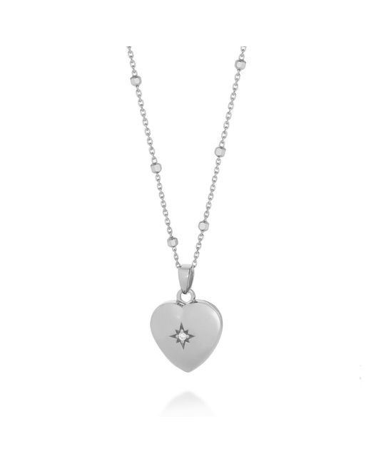 Nellou Jewellery Metallic Starlight Heart Locket Necklace Sterling