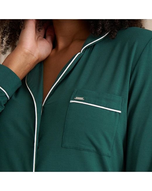 Pretty You London Green Bamboo Long Sleeved Trouser Pyjama Set