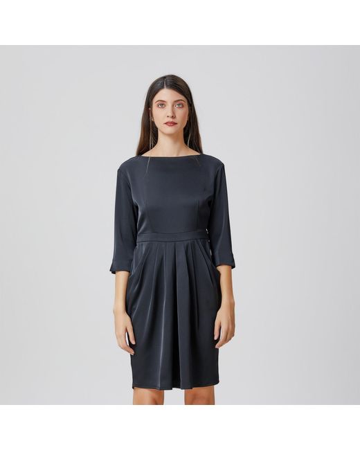 Smart and Joy Black Pegged Dress With Pleats