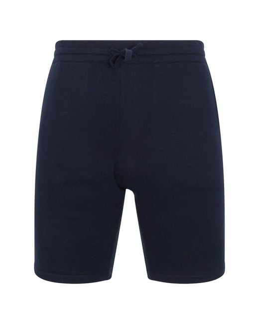 Paul James Knitwear Blue Midweight Allessio Cotton Knitted Shorts for men