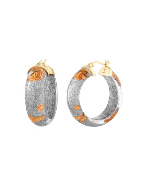 Gold & Honey Metallic Gold Leaf Huggies In Silver Pixie