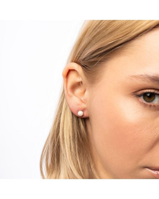 Spero London Metallic 9Ct Solid Pearl Stud Earrings
