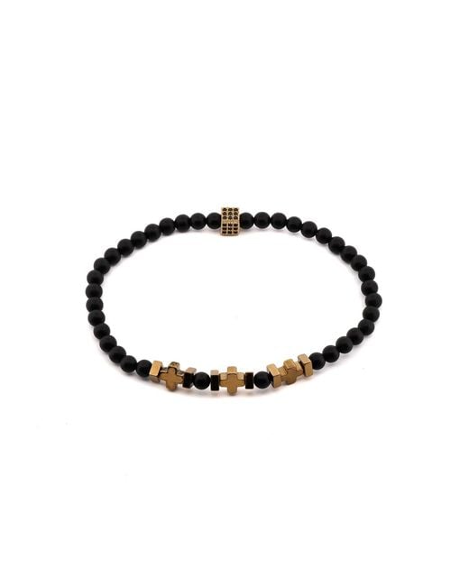 Ebru Jewelry Black Onyx & Hematite Beaded Bracelet for men