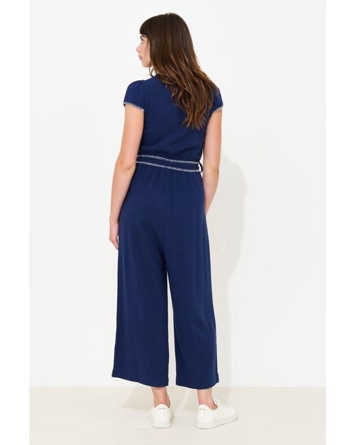 Louche Blue Marleen Blanket Stitch Jumpsuit