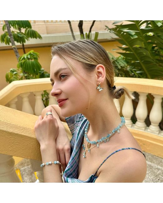 Farra Blue Irregular Aquamarine Pendant Necklace
