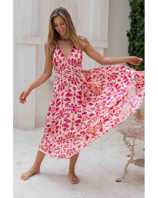 Sophia Alexia Pink Floral Fusion Silk Ibiza Dress