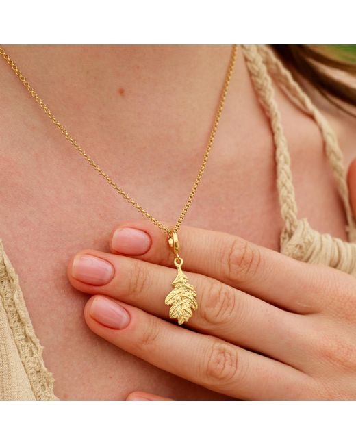 Lily Charmed Metallic Plated Oak Leaf Charm Necklace