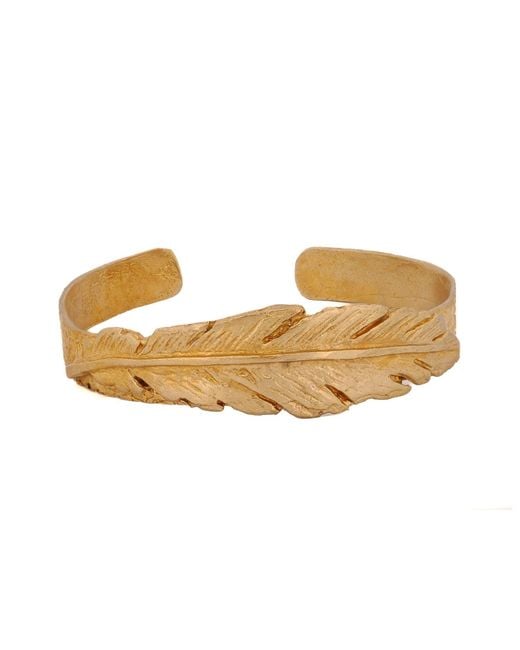 Ebru Jewelry Metallic Cleopatra Leaf Cuff Bracelet