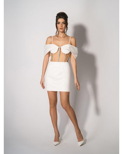 Tia Dorraine White Belle Of The Ball Crystal-Embellished Mini Dress