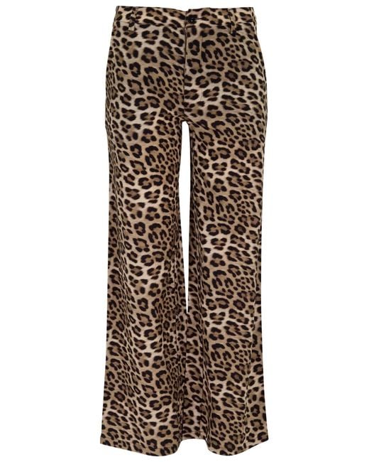 Lords of Harlech Natural Pheobe Leopard Wool Wide-Leg Pant
