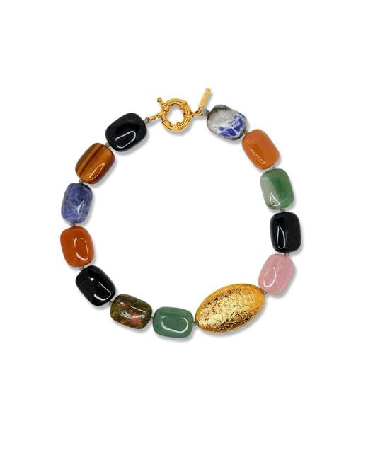 Jaredjamin Metallic Earthen Elegance Gemstone Necklace