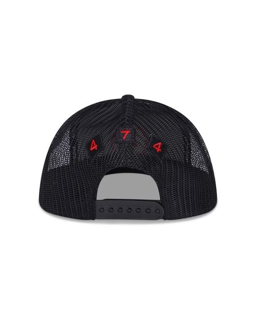 474 co Black Strip Circle 474 Logo Trucker Hat for men