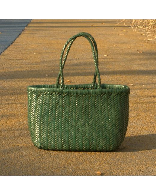 Rimini Green Zigzag Woven Leather Handbag 'viviana' Small Size