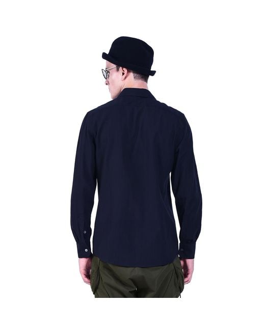 Smart and Joy Blue Long-Sleeved Shirt With Double And Removable Collar for men