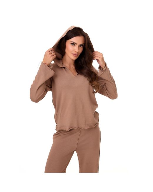 Mandragora Natural Neutrals Cappuccino Comfy Hooded Cotton Sweatshirt