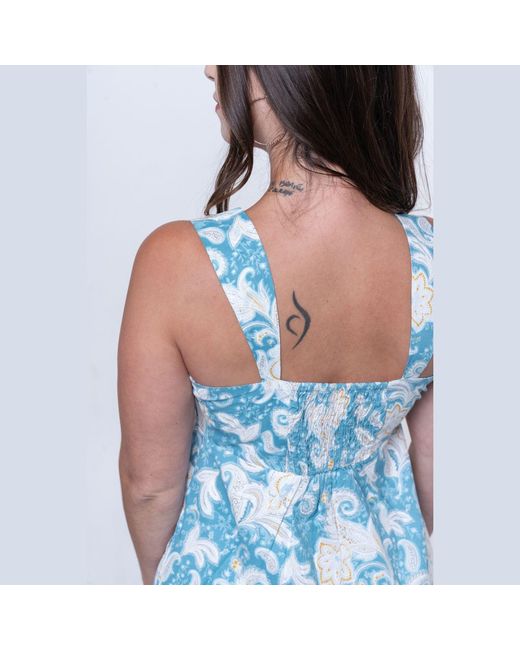 House of Gl Blue Salene Cotton Sleeveless Maxi Dress