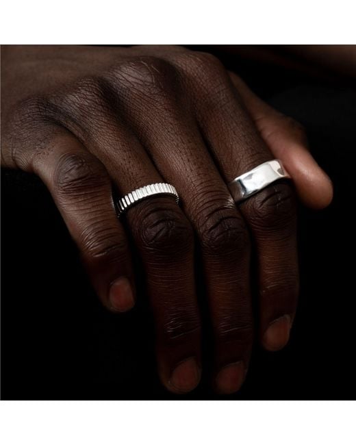 Dower & Hall Metallic Wide Waterfall Ring for men