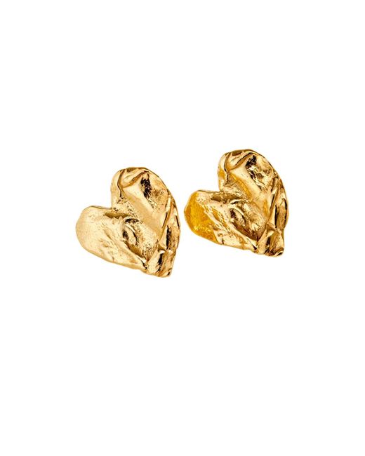 Posh Totty Designs Metallic Fortune Heart Stud Earrings