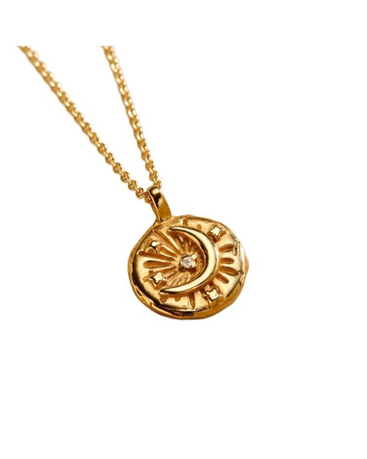 Posh Totty Designs Metallic Plated Diamond Moon Disc Necklace