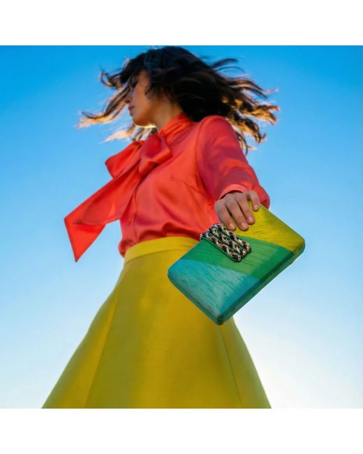 Simitri Green Key Lime Braided Fringe Clutch
