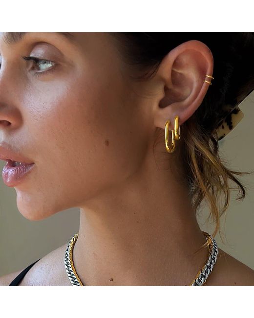 Mickey's Girl Metallic Classic Oval Waterproof Hoop Earrings