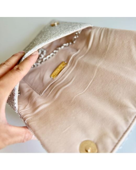 Pick Happy Gray Steel Cut Beaded Petite Clutch Platinum
