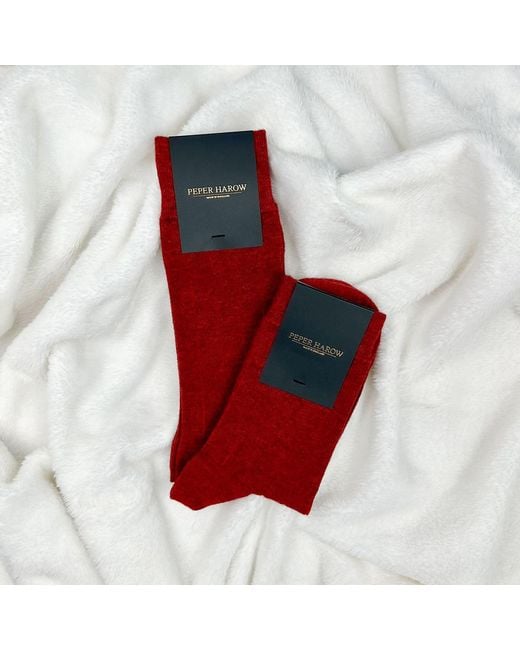 Peper Harow - Made in England Red Indulgent Cashmere Socks for men