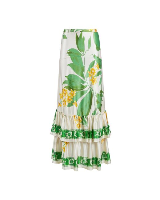 SECRET MISSION Green Natalie Tropical Maxi Skirt