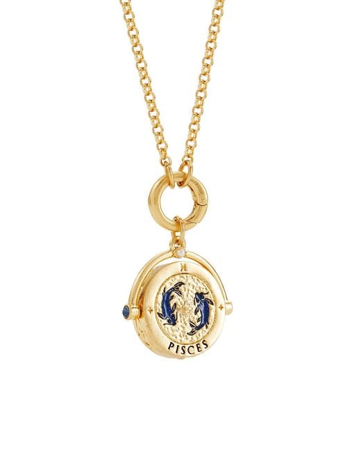 Fable England Metallic Pisces Zodiac Spinner Necklace