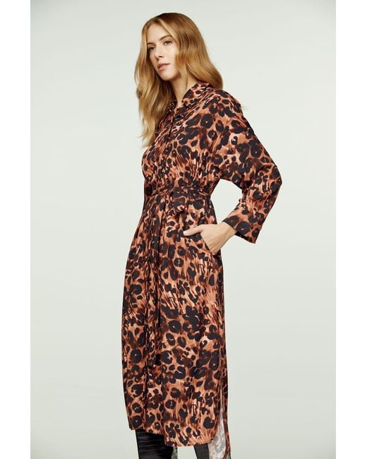 Conquista Red Animal Print Midi Dress With Side Slits