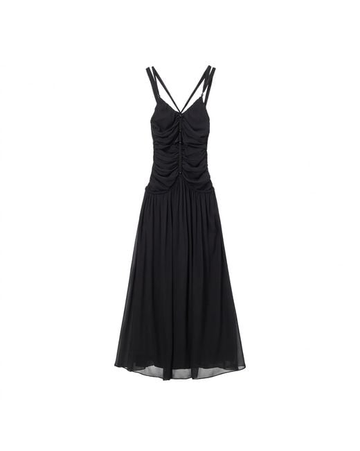 Belsize25 Black Silent Mode Series – Silk Resort Dress With Hand-Woven Rope Straps