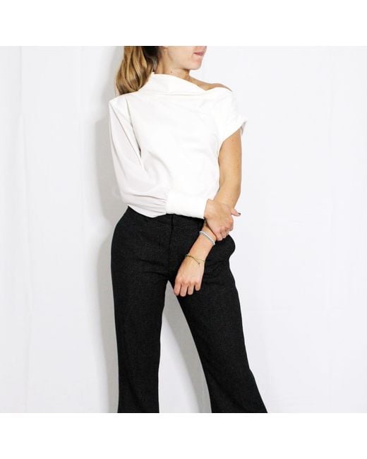 Boutique Kaotique White One Shoulder Shirt