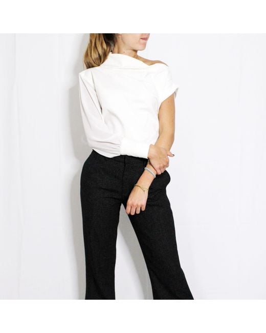 Boutique Kaotique White One Shoulder Shirt