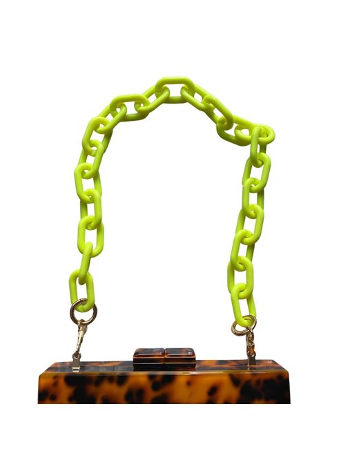 CLOSET REHAB Green Chain Link Short Acrylic Purse Strap In Neon