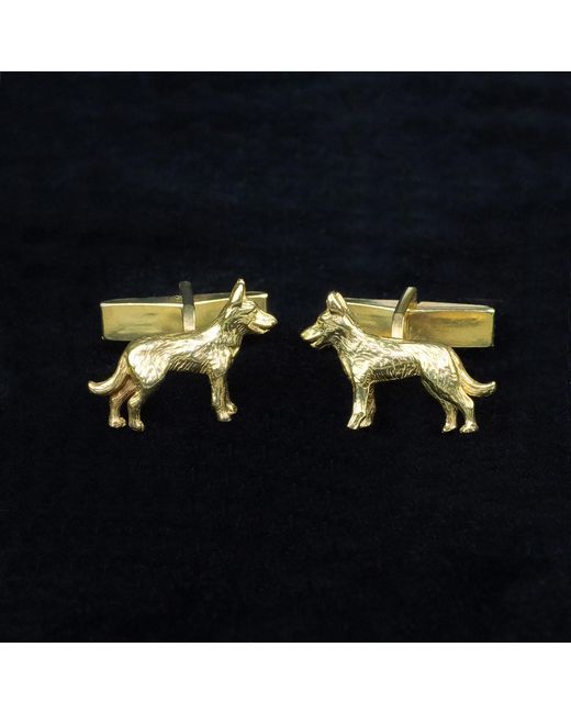 Simon Kemp Jewellers Metallic German Shepherd Alsatian Cufflinks Eighteen Carat On Solid Sterling for men