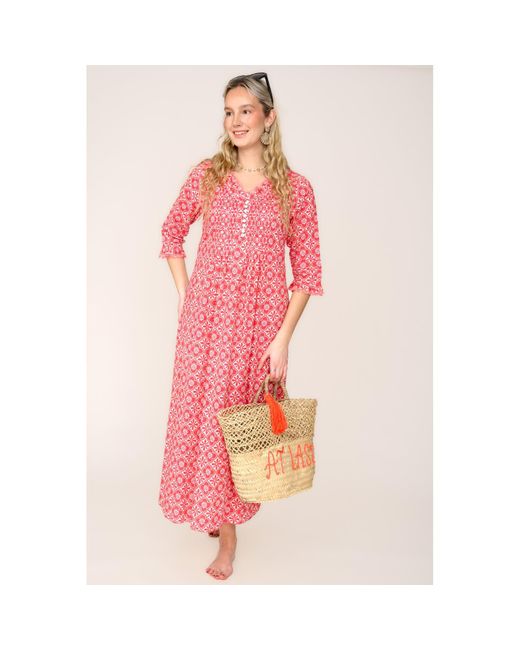 At Last Pink Cotton Annabel Maxi Dress
