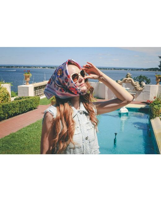 Jessie Zhao New York Red Silk Scarf Of Garden