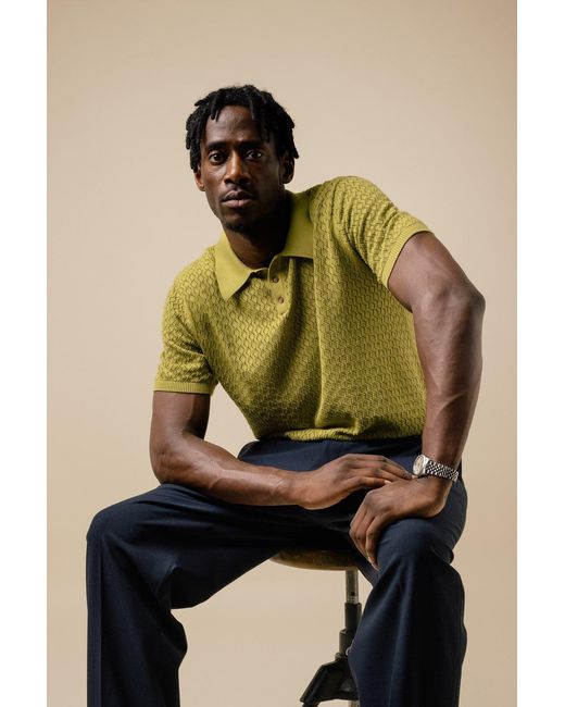 FELLA SWIM Yellow Lionel Chartreuse Knitted Polo for men