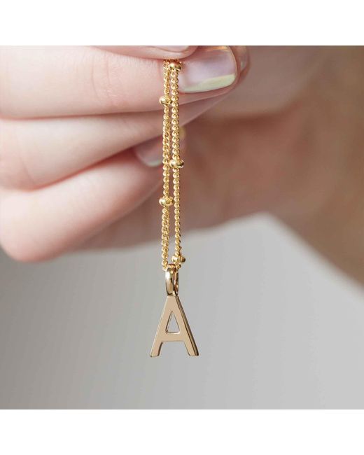 Muru Metallic Letter Necklace With Bead Chain