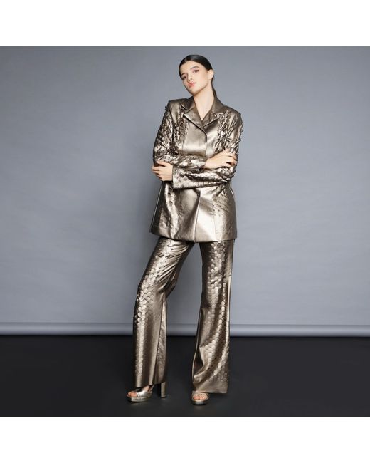 Silvia Serban Brown Neutrals Laser Cut Bronze Jacket