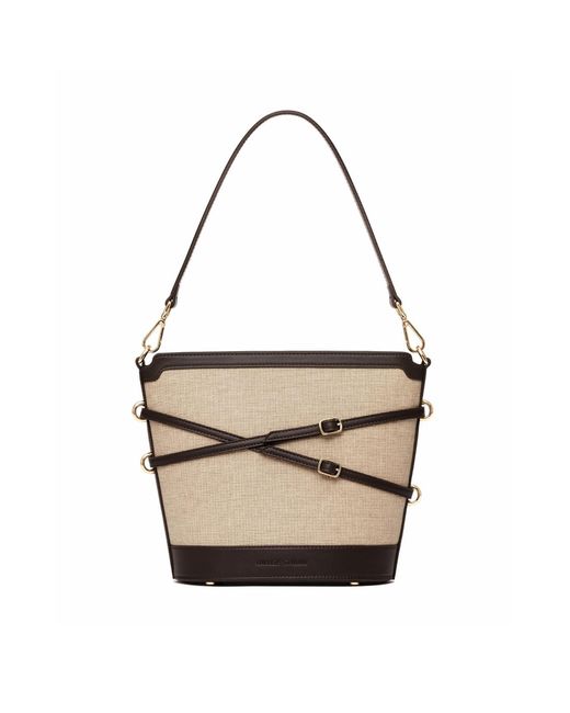 Owlish Studio Metallic Glacier Canvas Vegan Leather Bucket Bag