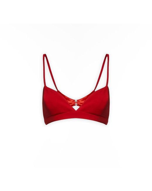 Maison sél Red Adjustable Woven Bra