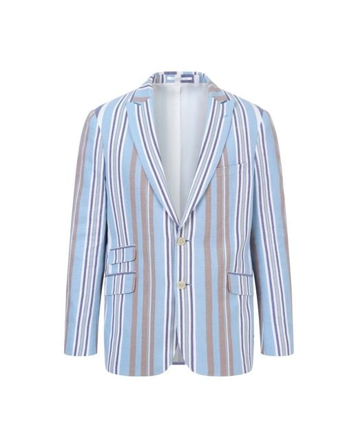 Koy Clothing Blue Lamu Striped Kikoy Blazer for men