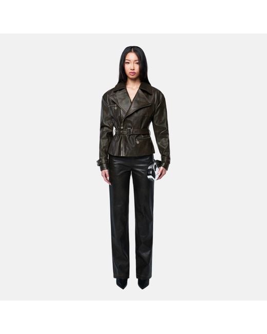 OW Collection Black Daphne Faux Leather Jacket
