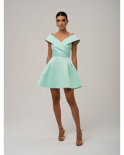 Tia Dorraine Green Easy To Love Flared Satin Mini Dress, Mint
